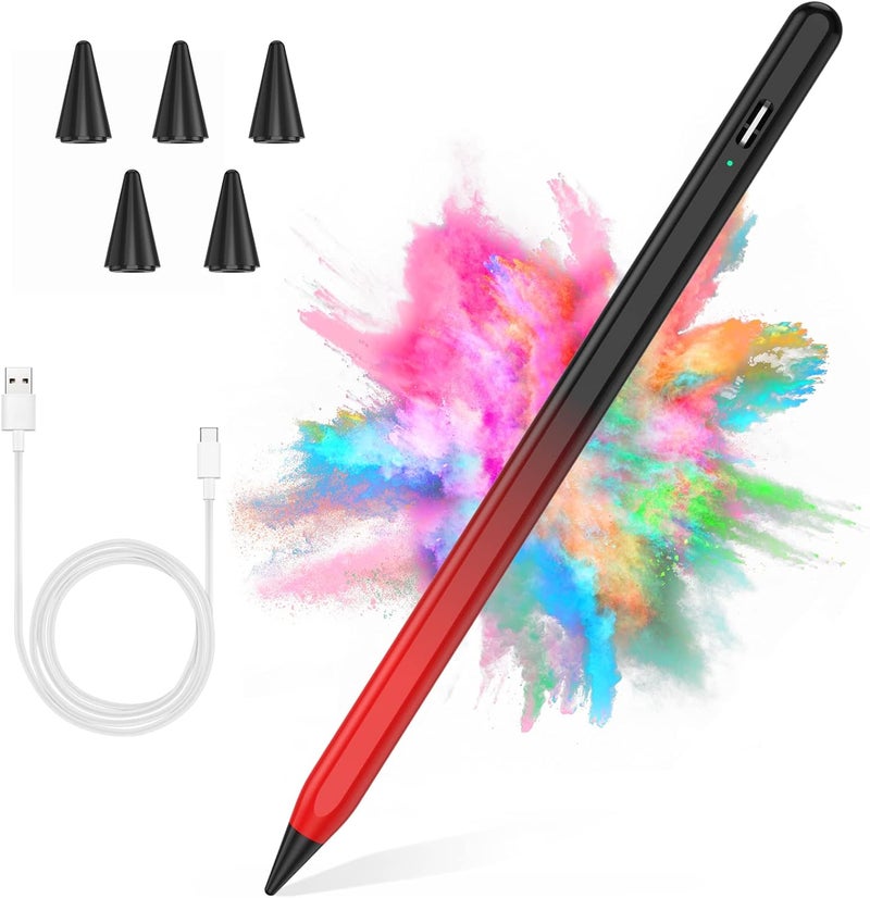 COO Stylus Pen for iPad 2018-2023 with Palm Rejection, Active Pencil for iPad 10th/9th/8th/7th/6th Gen, for iPad Pro 11/12.9 inch, for iPad Air 5th/4th/3th Gen, for iPad mini 6th/5th Gen (Black and Red) - Image 1